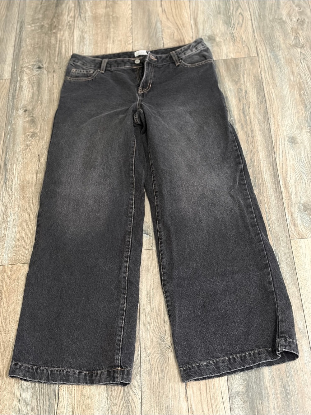 PacSun Women's Wide Leg Black Washed Jeans